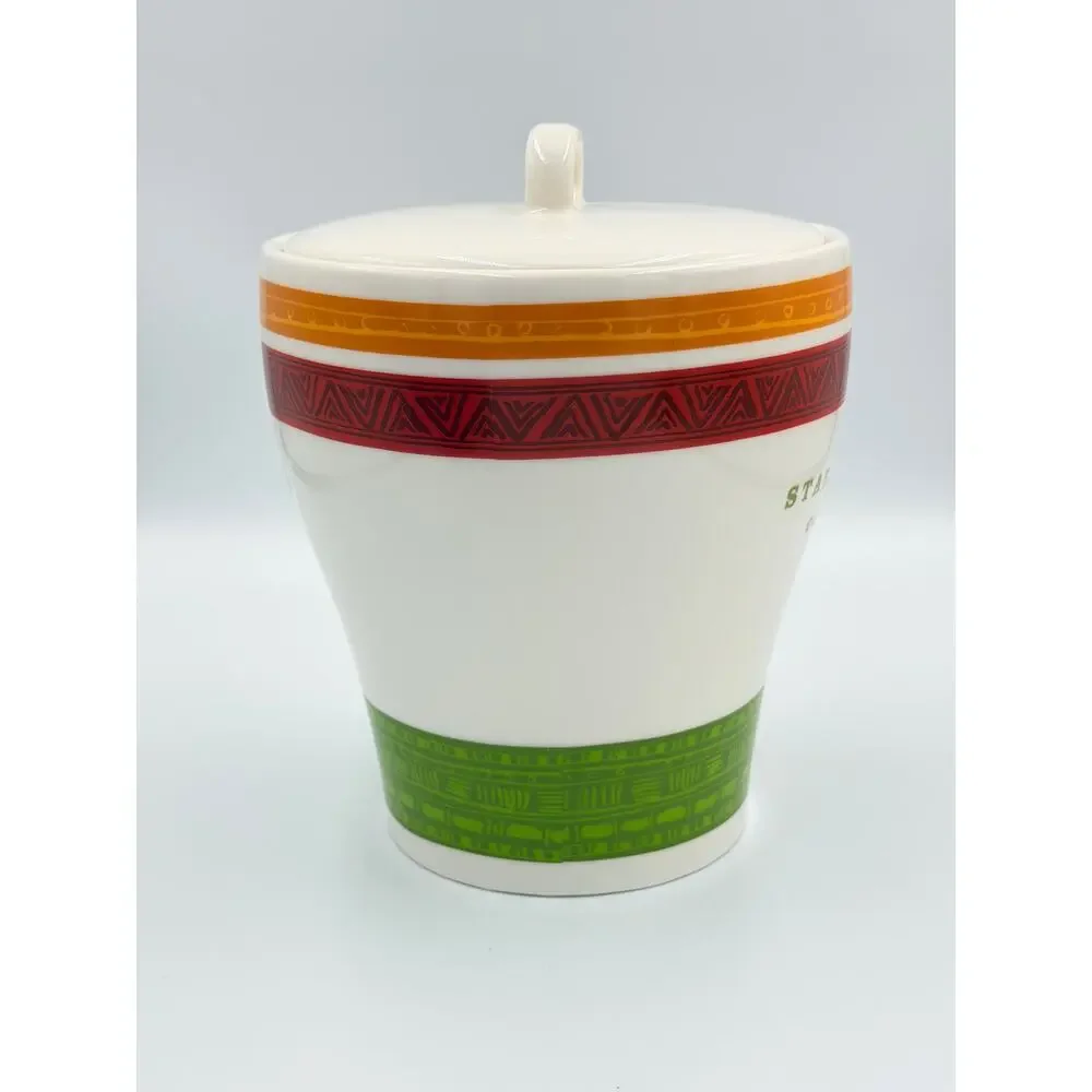 Starbucks Tribal Pattern Coffee Bean Tea Holder Canister Ceramic 2005 Canister